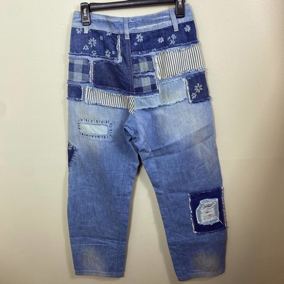 NEW Free People We the Free Azalea Daisy destroyed patchwork jeans. 29 - Picture 8 of 12